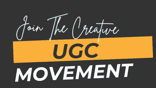 Call to action graphic with 'Join The Creative UGC Movement' on a dark blue background